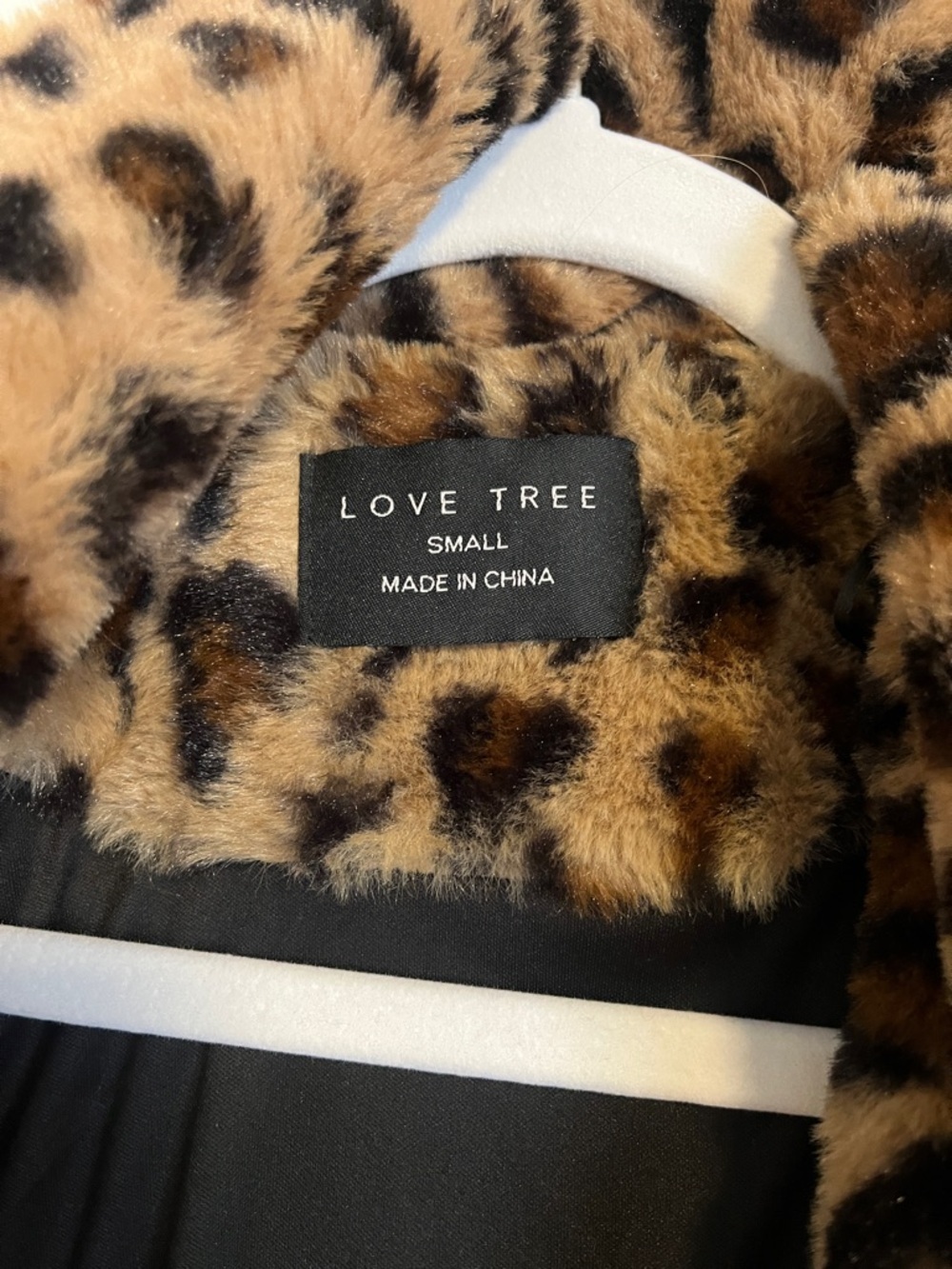 Love Tree Leopard Print Teddy Jacket in Brown and Black - Picture 2 of 5